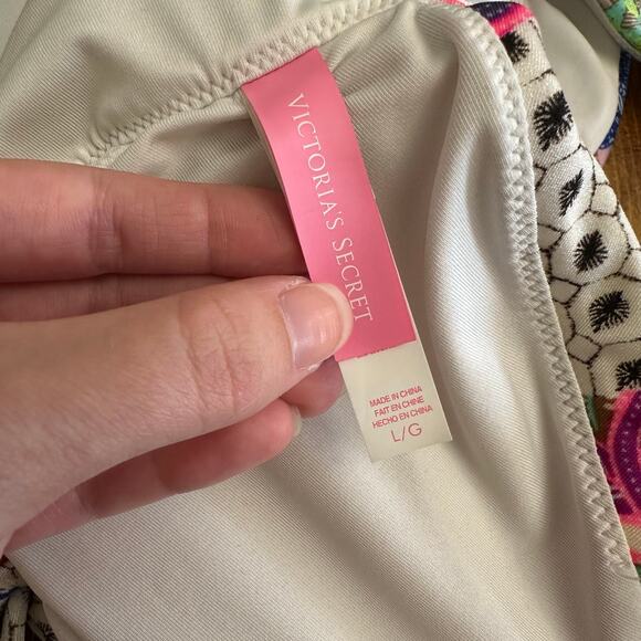 Victoria’s Secret Bikini Top L Boho Y2K Triangle Tassel Swim Floral Festival - Picture 2 of 6